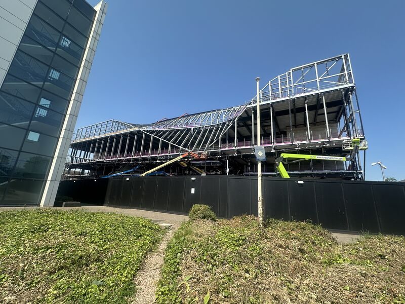 Cardiff Bay Arena under construction — the project Varma supplied